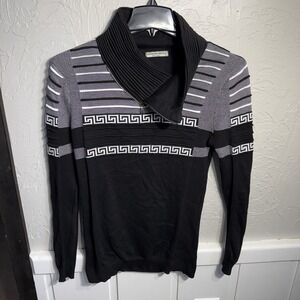 LCR Black Edition Men's Black Neck Zip Pullover Sweater Sz Large Fitted